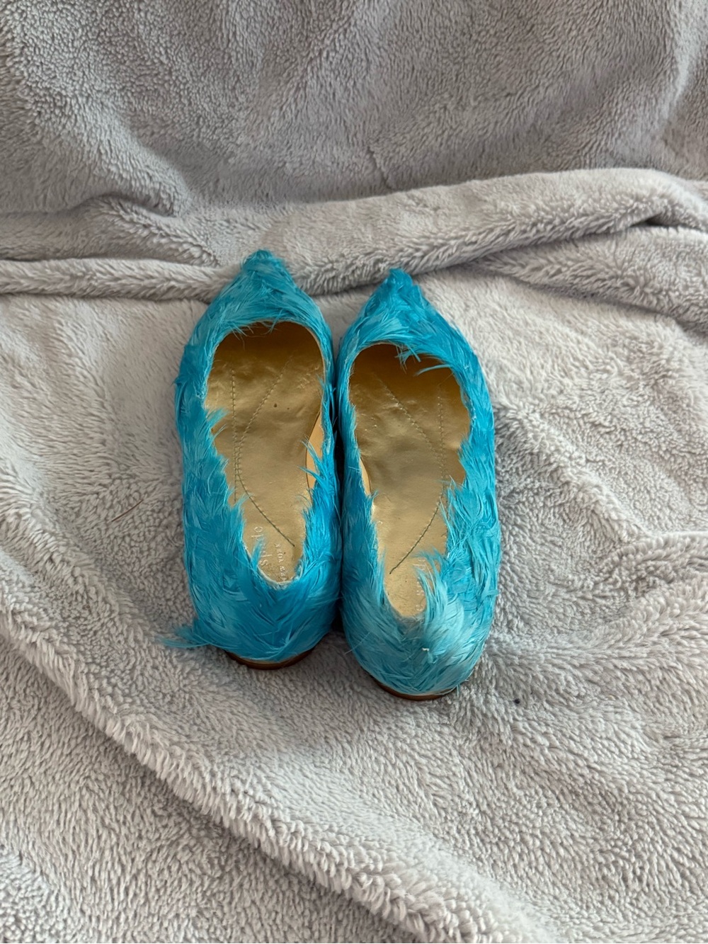 NEW KATE SPADE SIZE 7 Women's Teal Feather-Texture Pointed Toe Flats - Picture 5 of 6